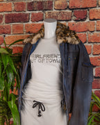 Voyage Passion denim jacket with Faux leopard Fur Collar