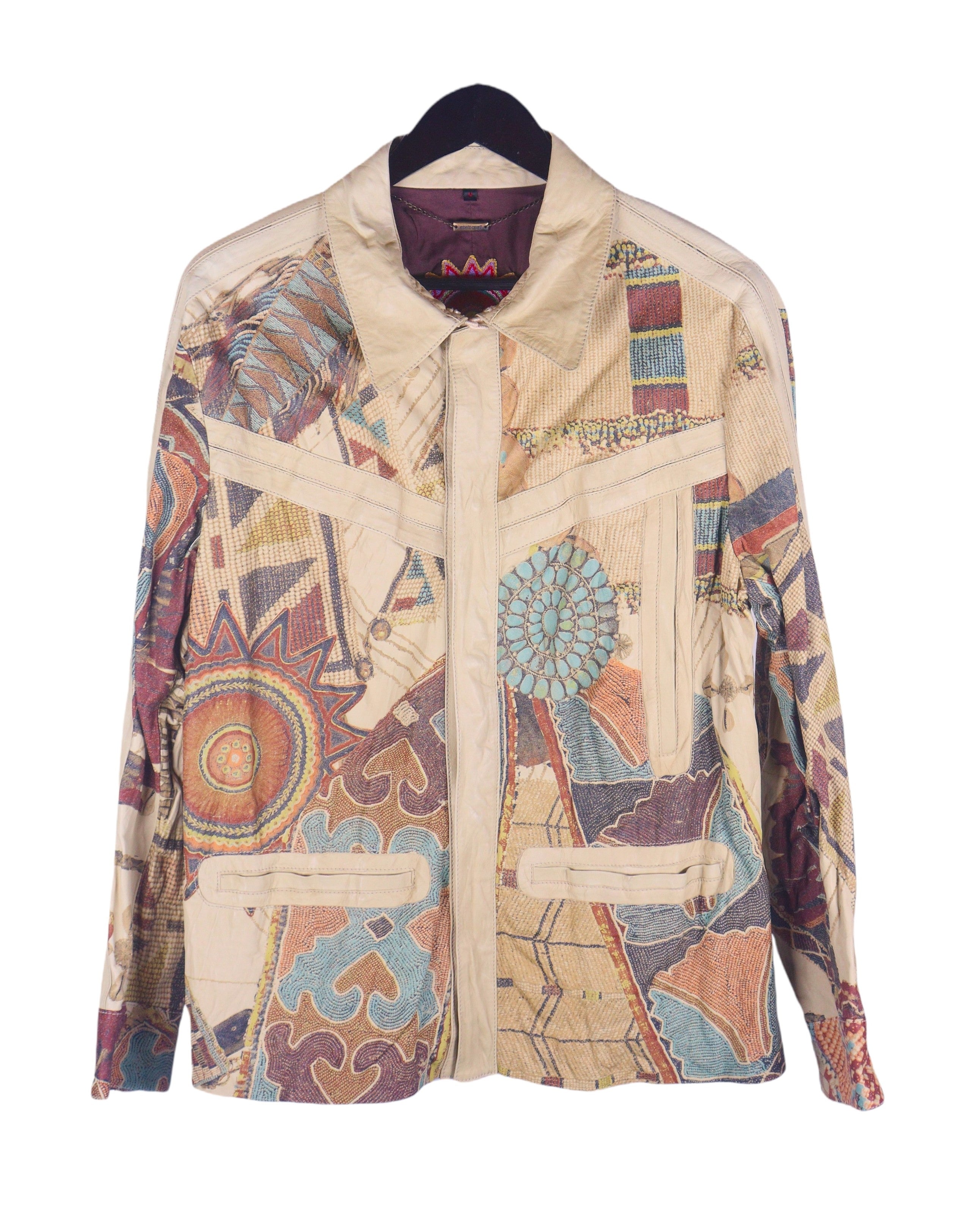Roberto Cavalli colorful pattern leather jacket