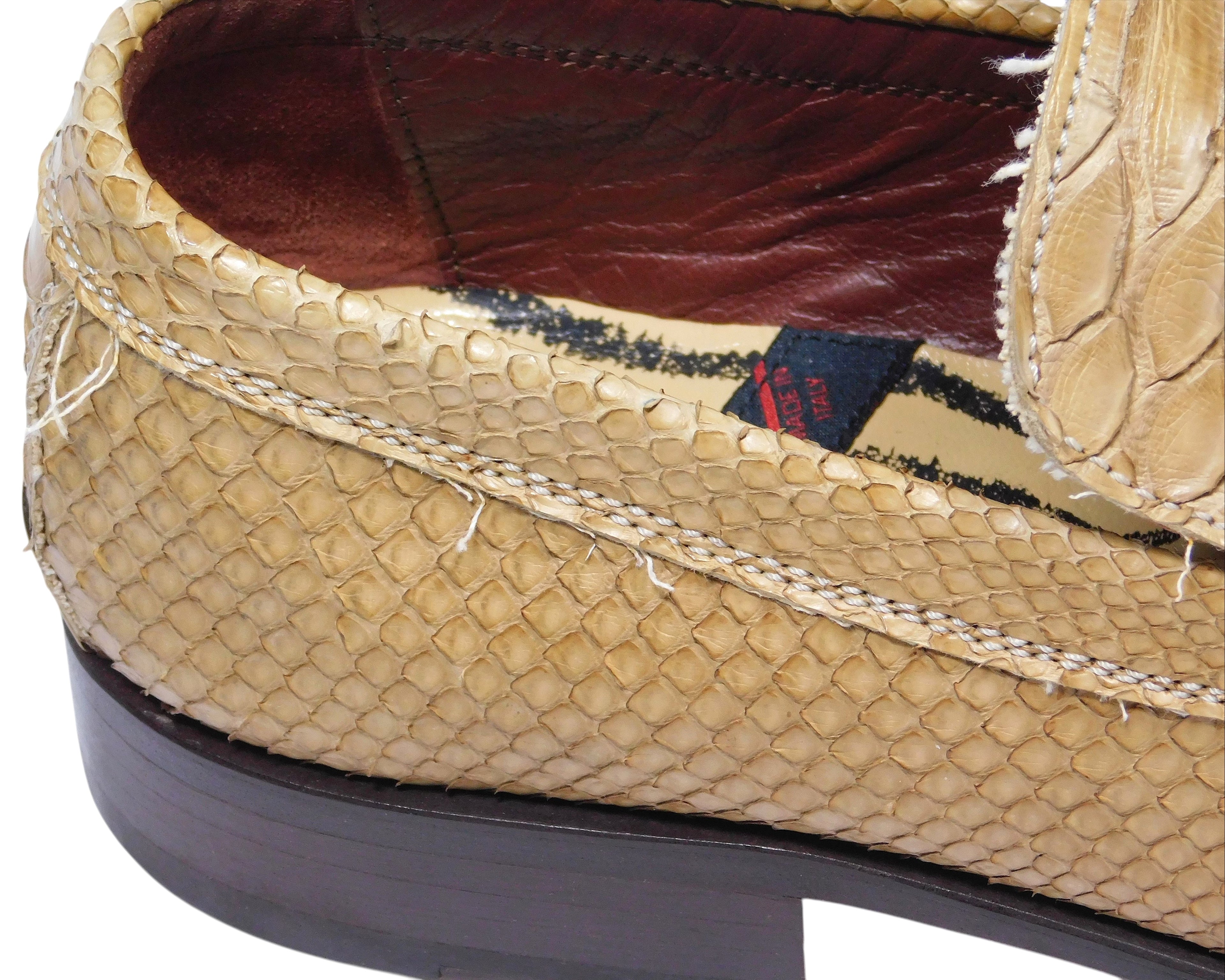 Roberto Cavalli beige python leather loafers