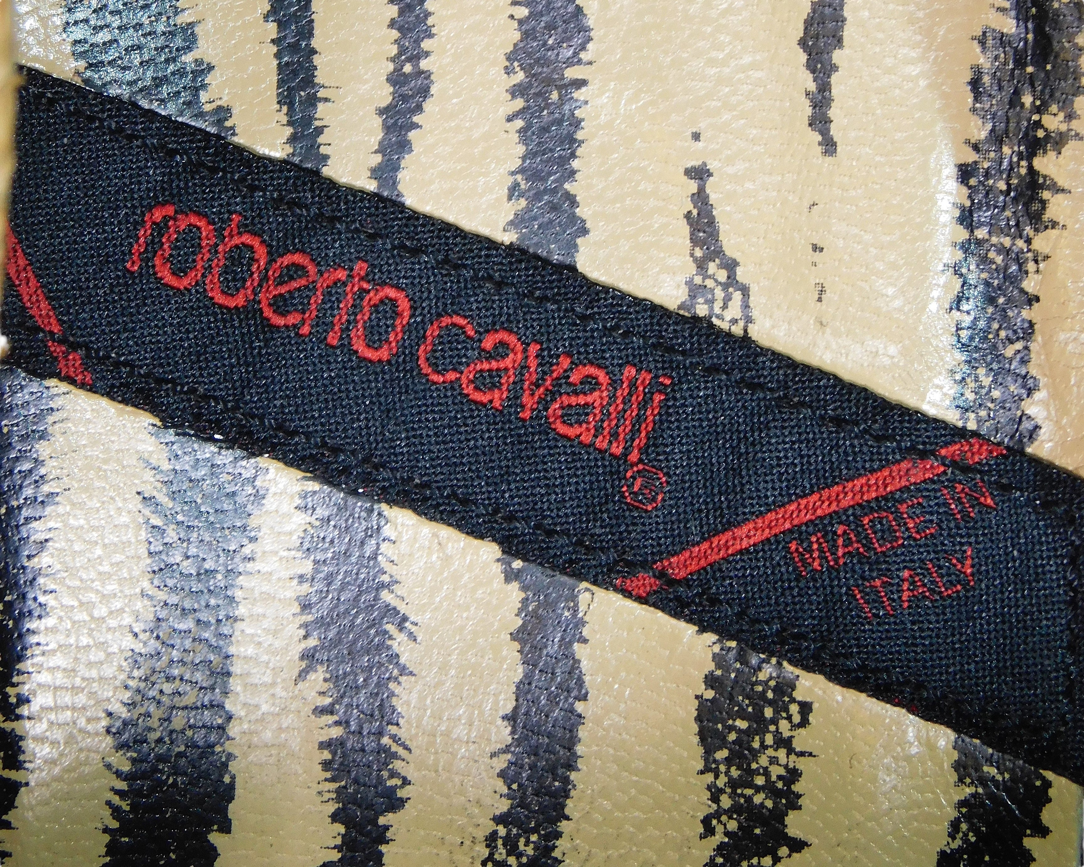 Roberto Cavalli beige python leather loafers