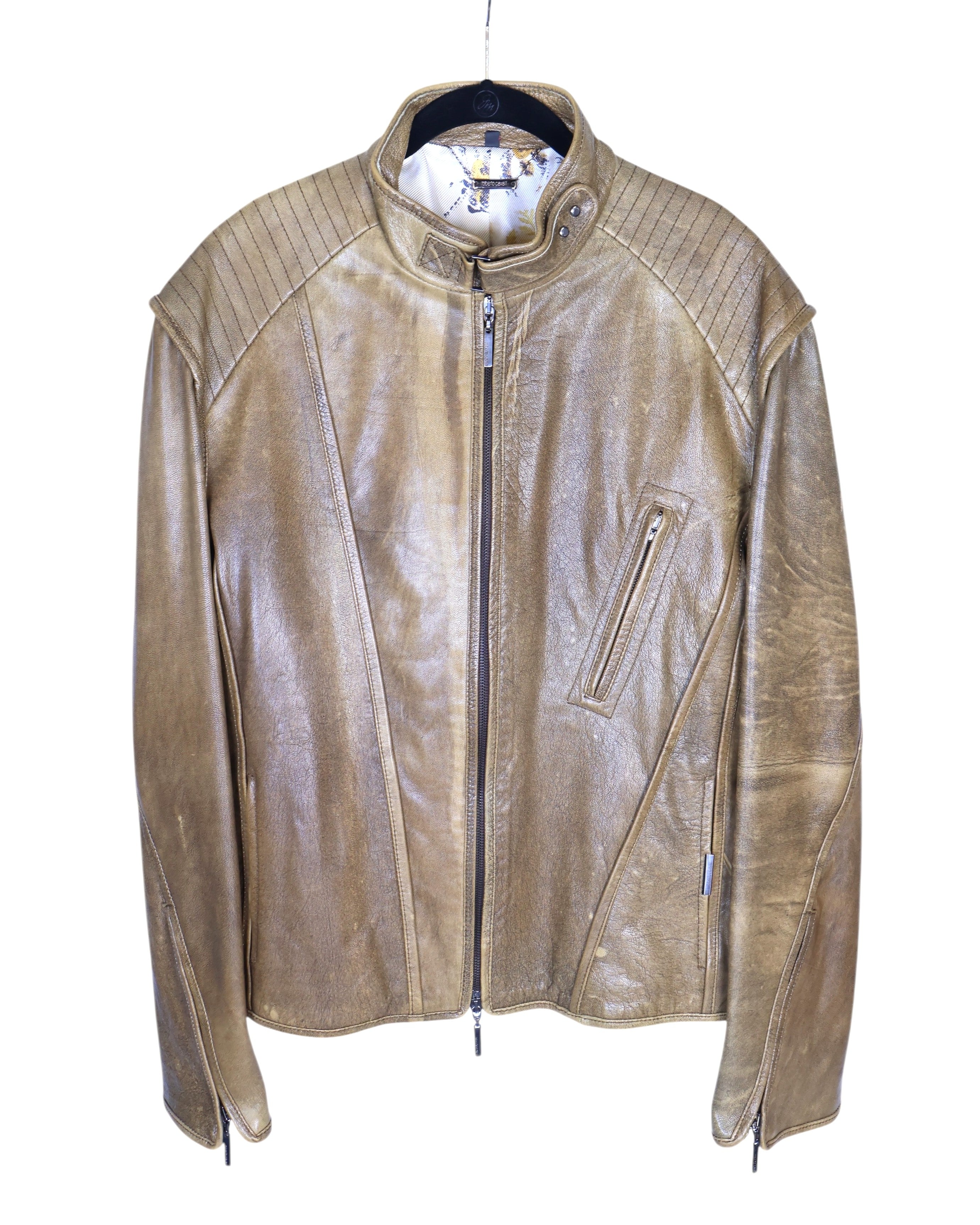 Roberto Cavalli leather jacket with silk lining Safari collection