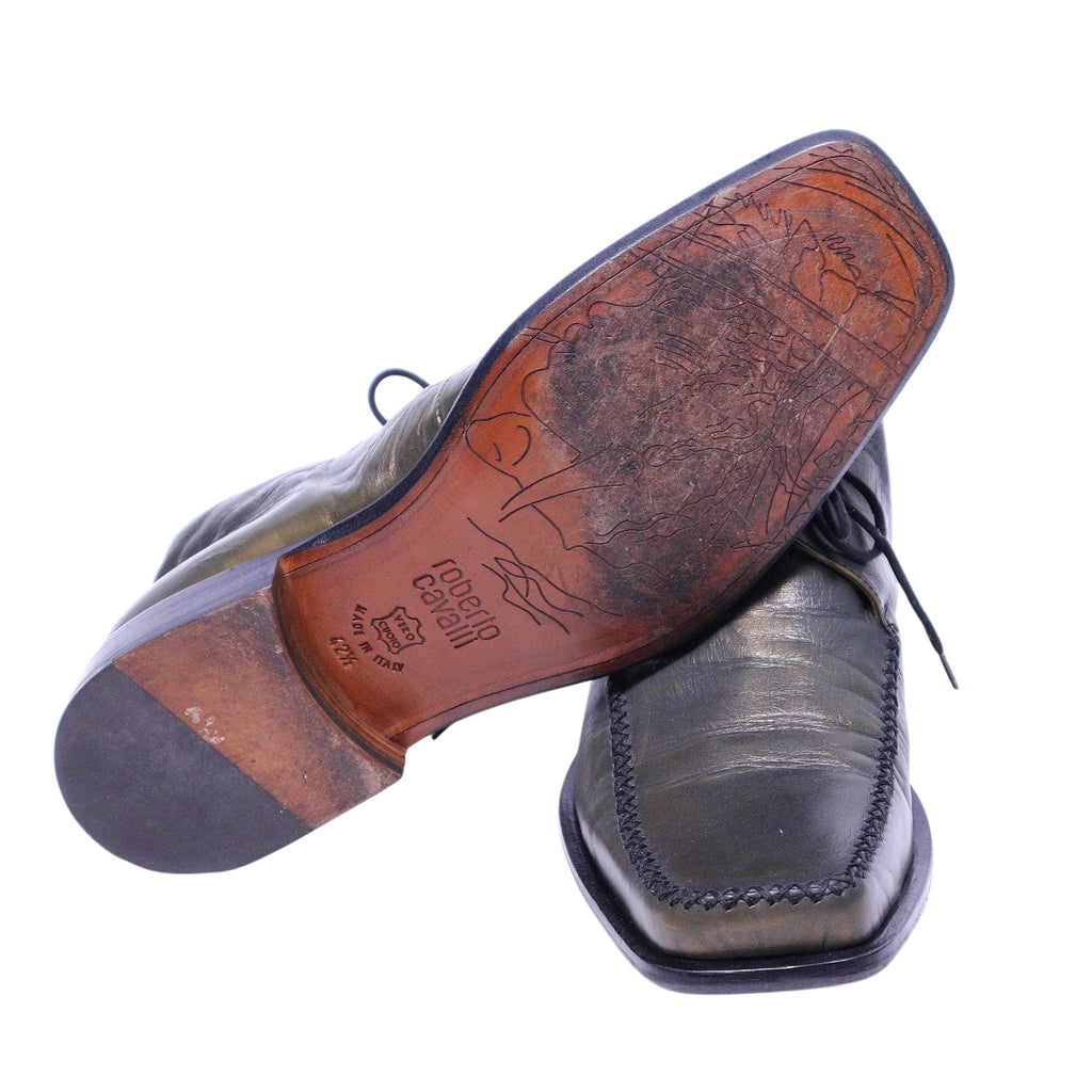 Roberto Cavalli olive-brown leather shoes