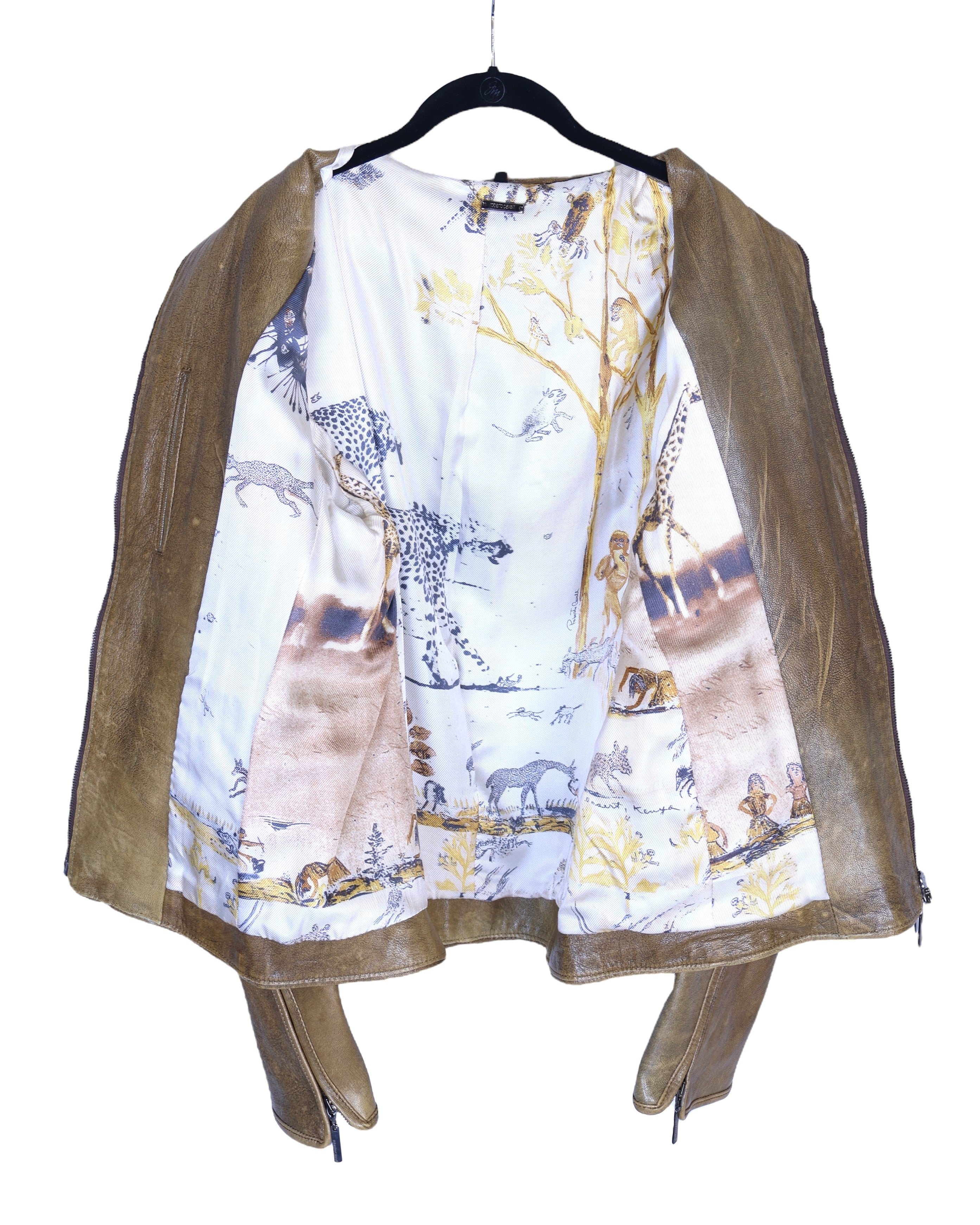 Roberto Cavalli leather jacket with silk lining Safari collection