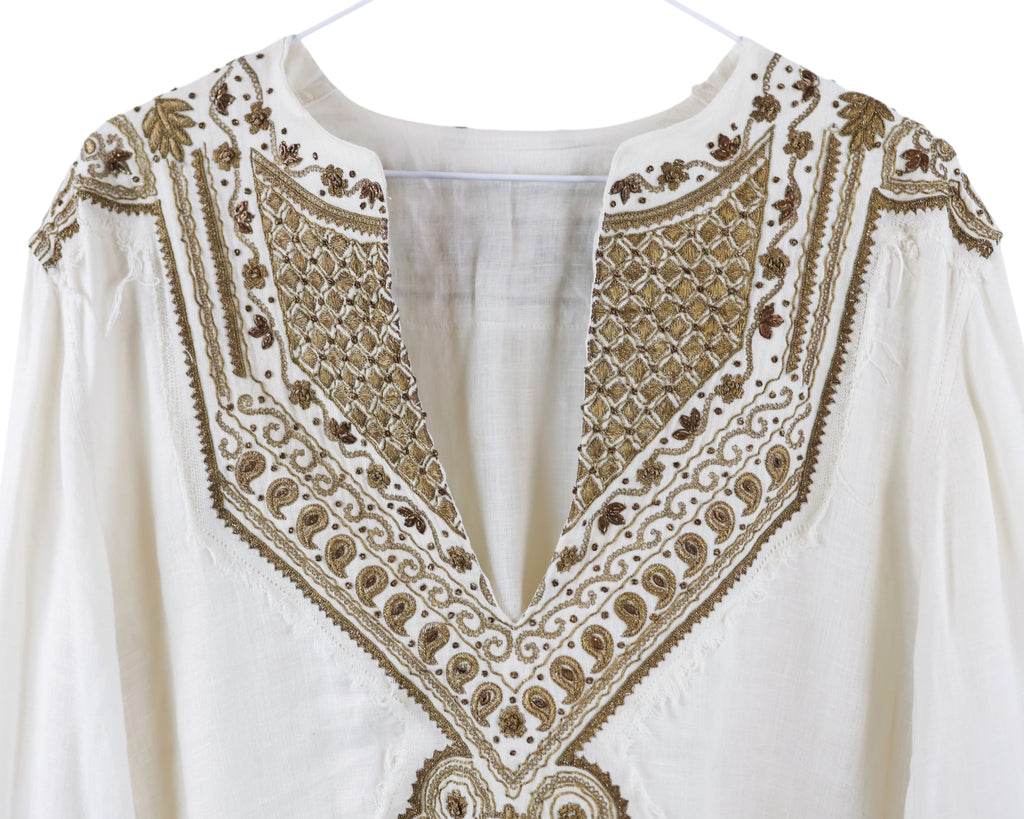 Roberto Cavalli linen blouse with metallic embroidery