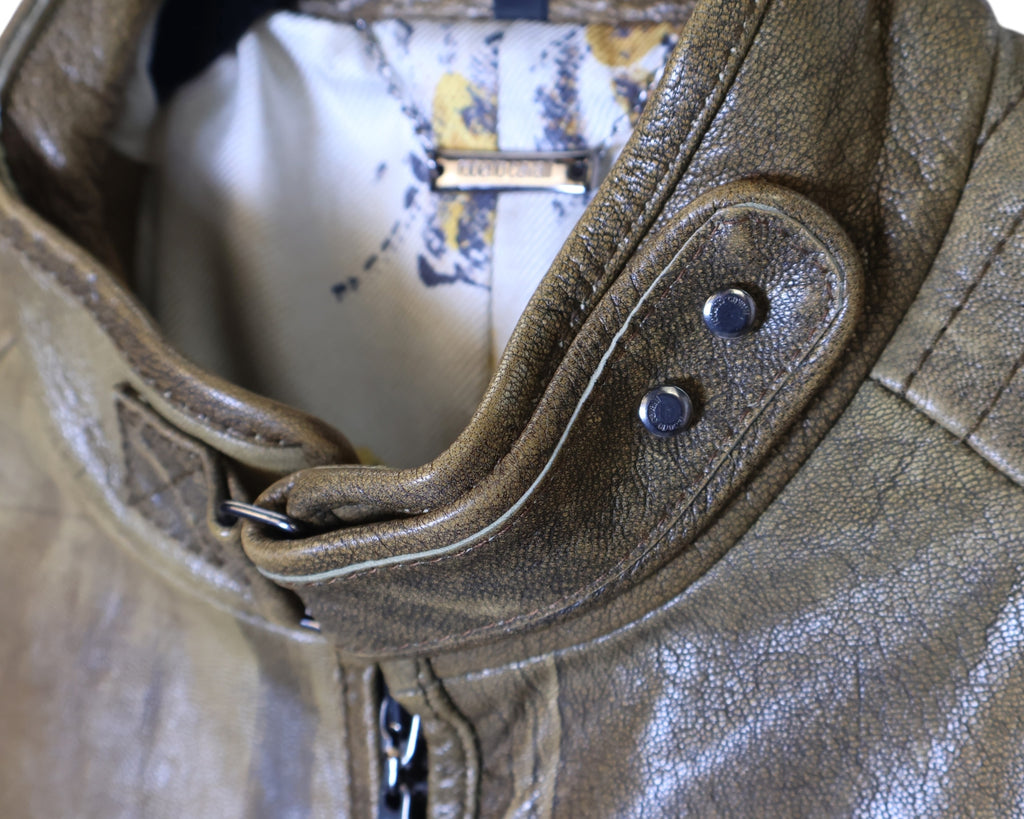 Roberto Cavalli leather jacket with silk lining Safari collection