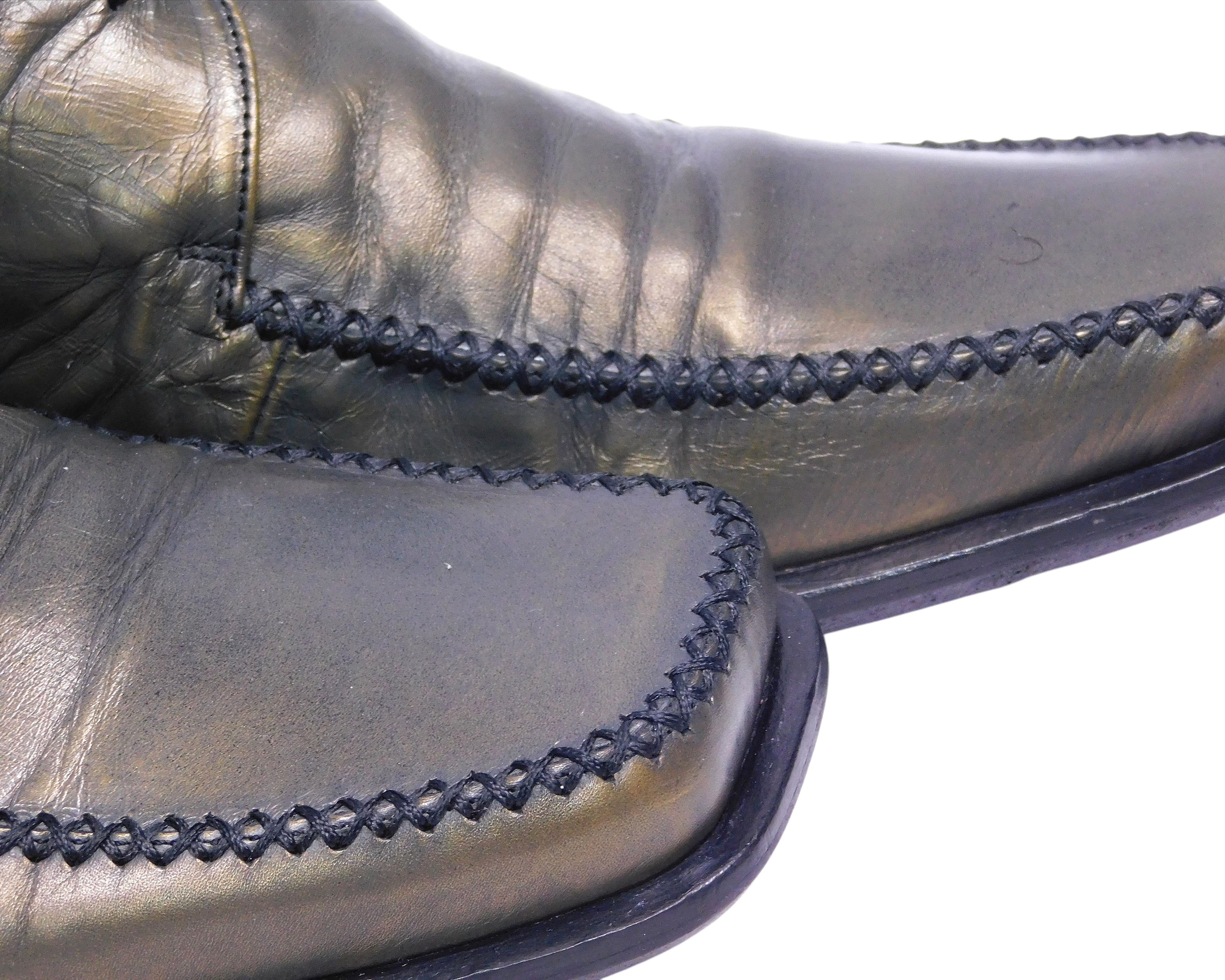 Roberto Cavalli olive-brown leather shoes
