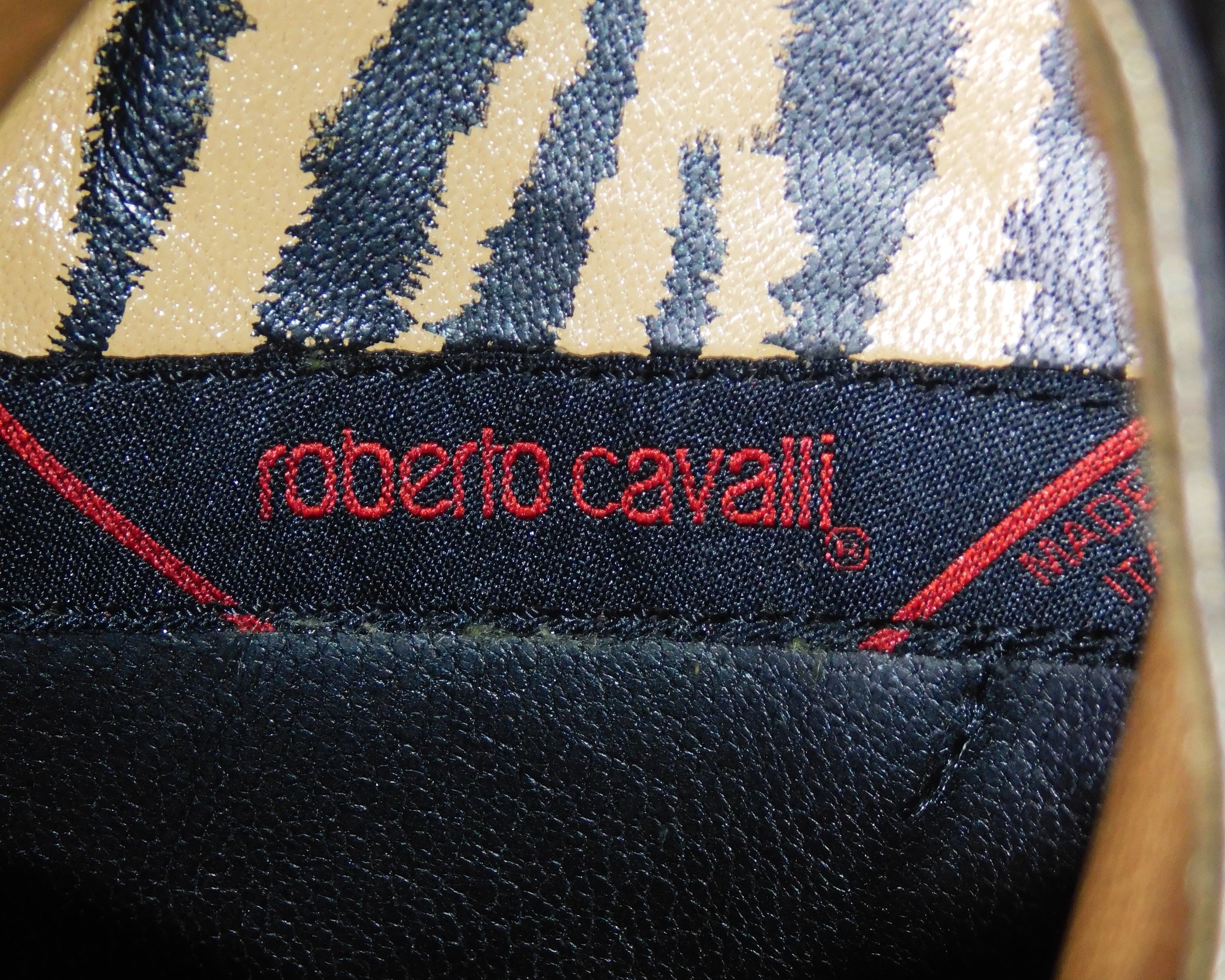 Roberto Cavalli olive-brown leather shoes