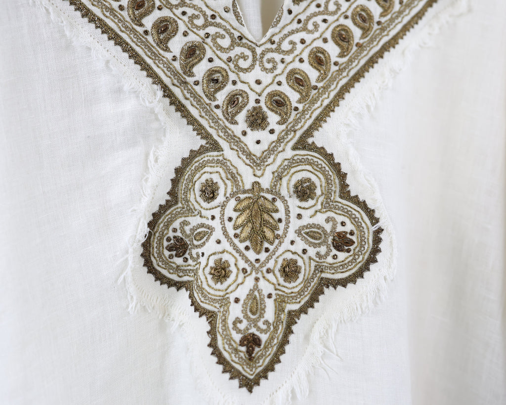 Roberto Cavalli linen blouse with metallic embroidery