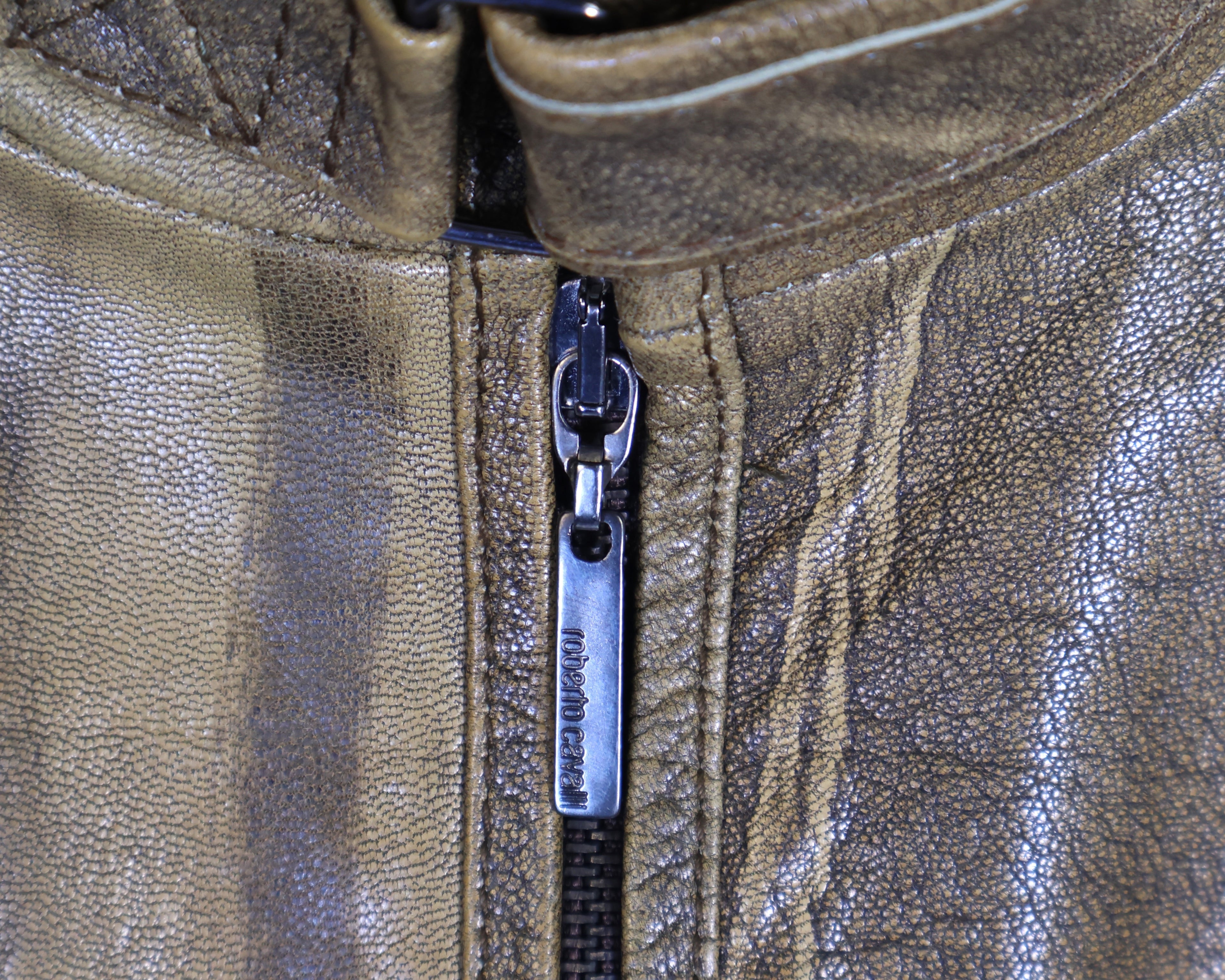 Roberto Cavalli leather jacket with silk lining Safari collection