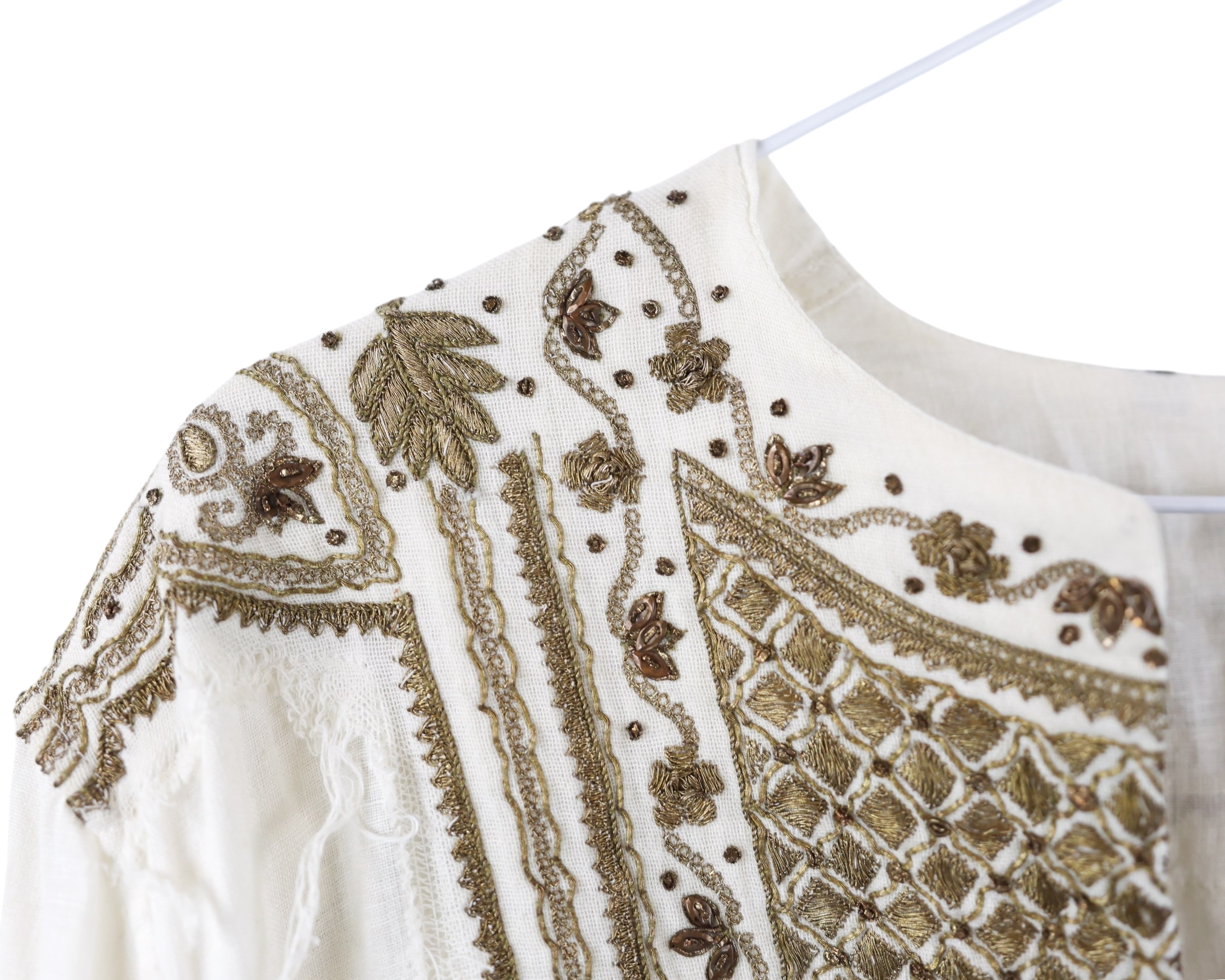 Roberto Cavalli linen blouse with metallic embroidery