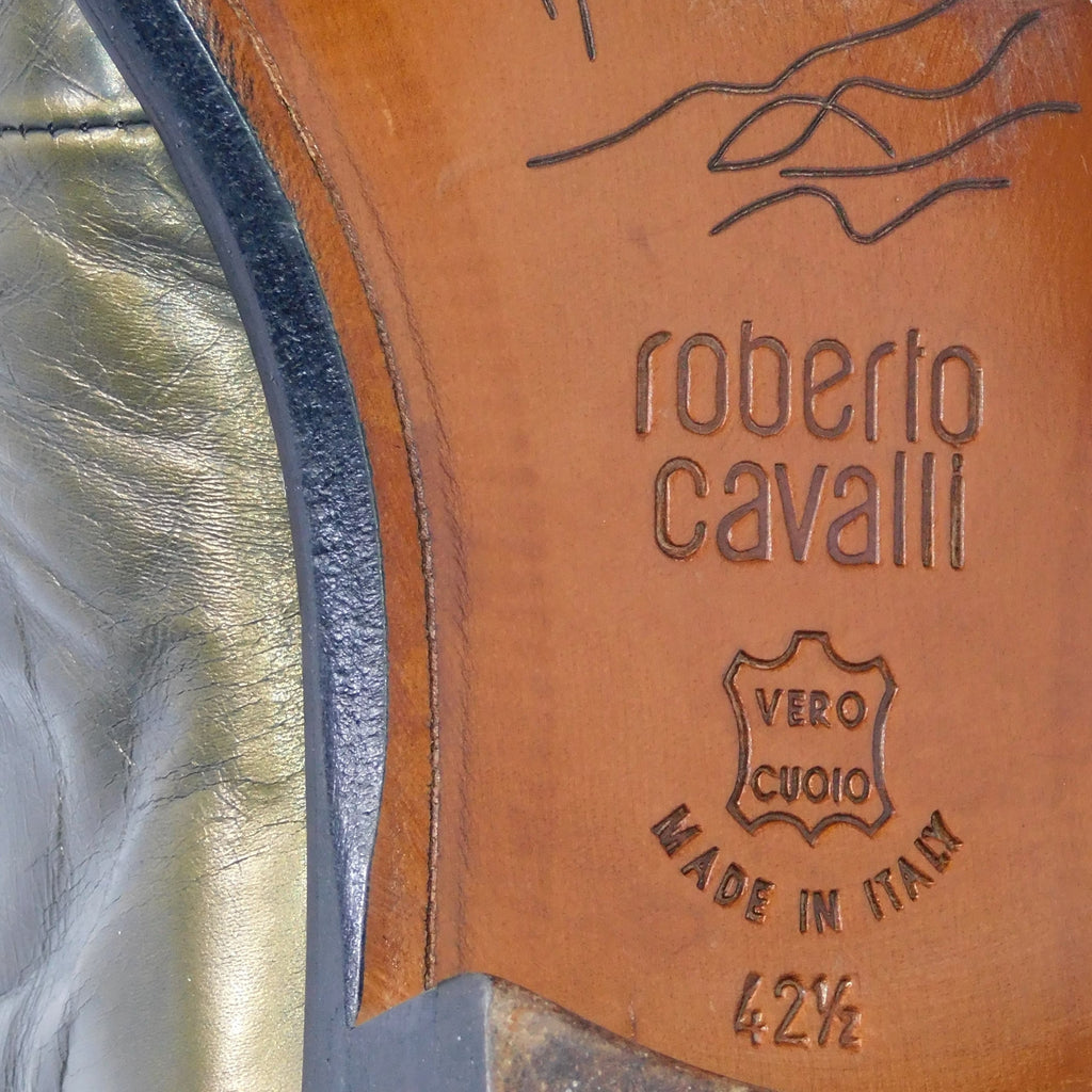 Roberto Cavalli olive-brown leather shoes