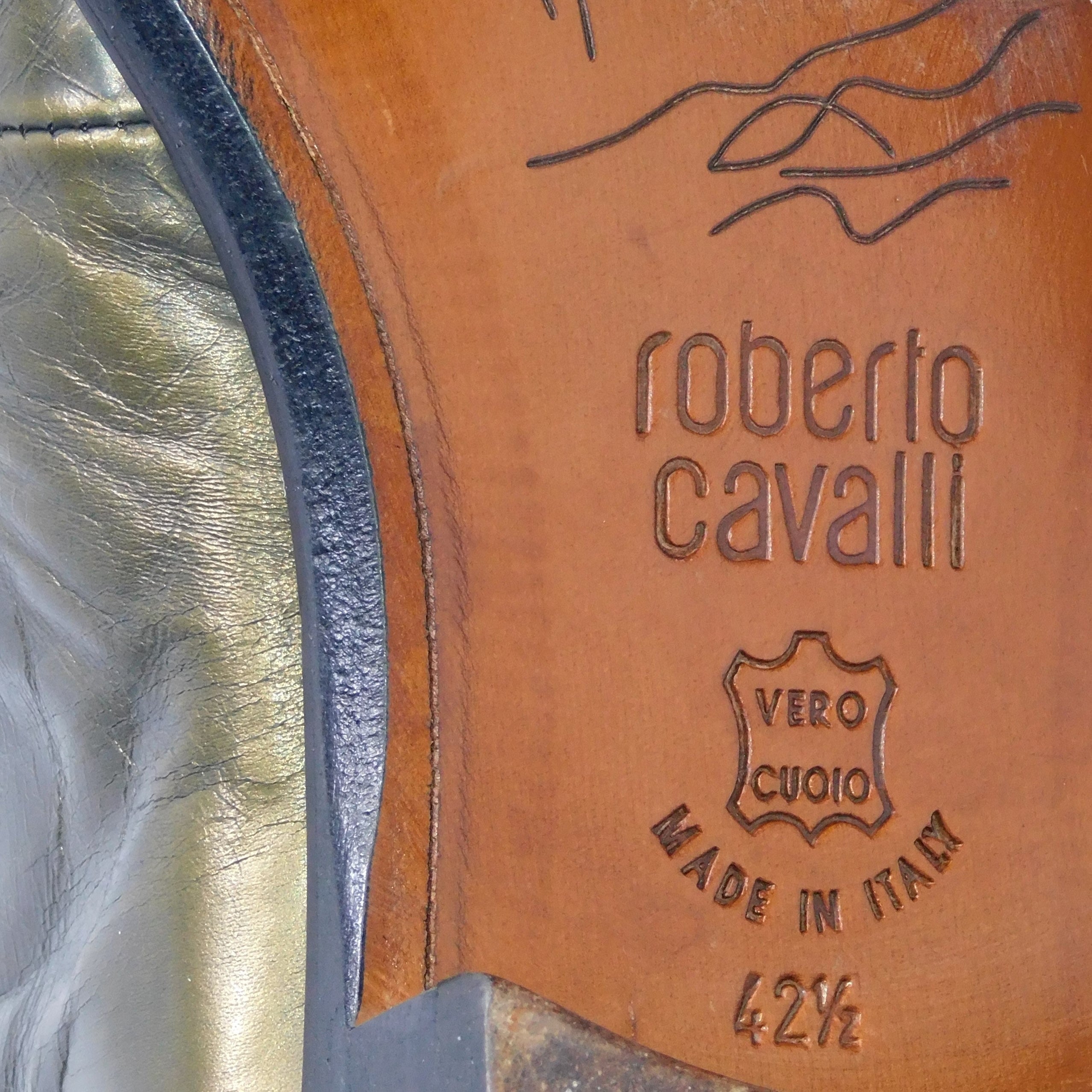Roberto Cavalli olive-brown leather shoes