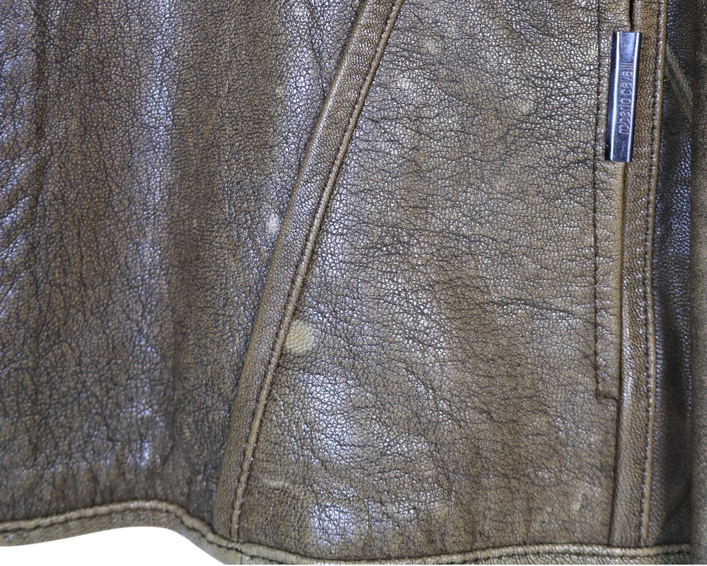 Roberto Cavalli leather jacket with silk lining Safari collection