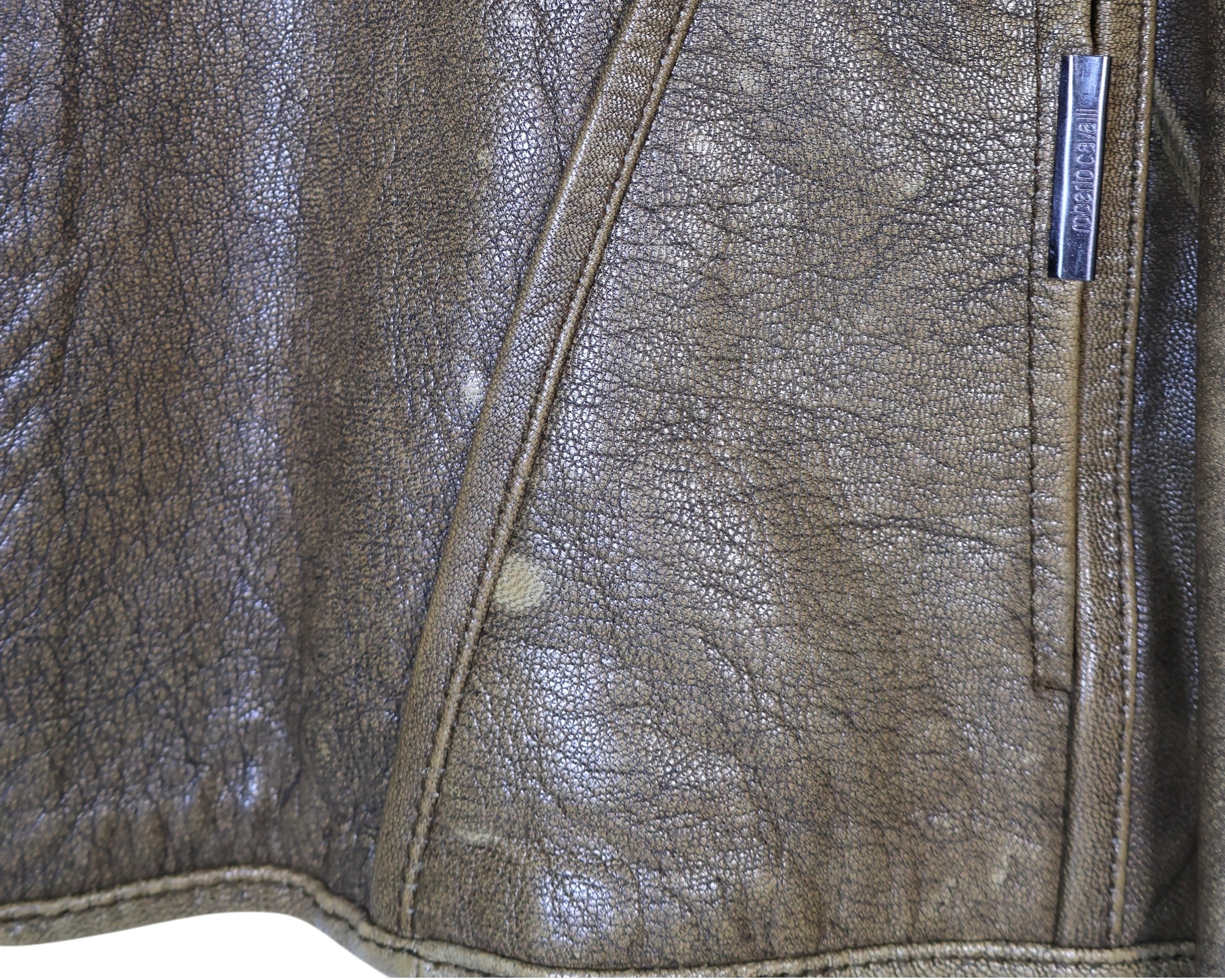 Roberto Cavalli leather jacket with silk lining Safari collection