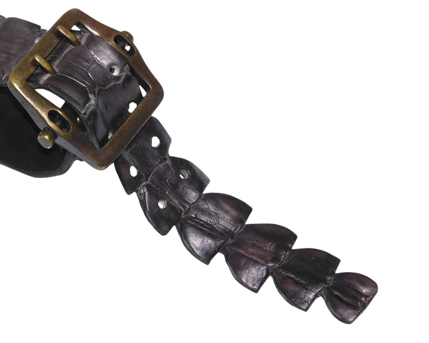 Artisanal real crocodile leather belt