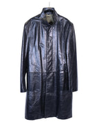 Roberto Cavalli long black leather jacket