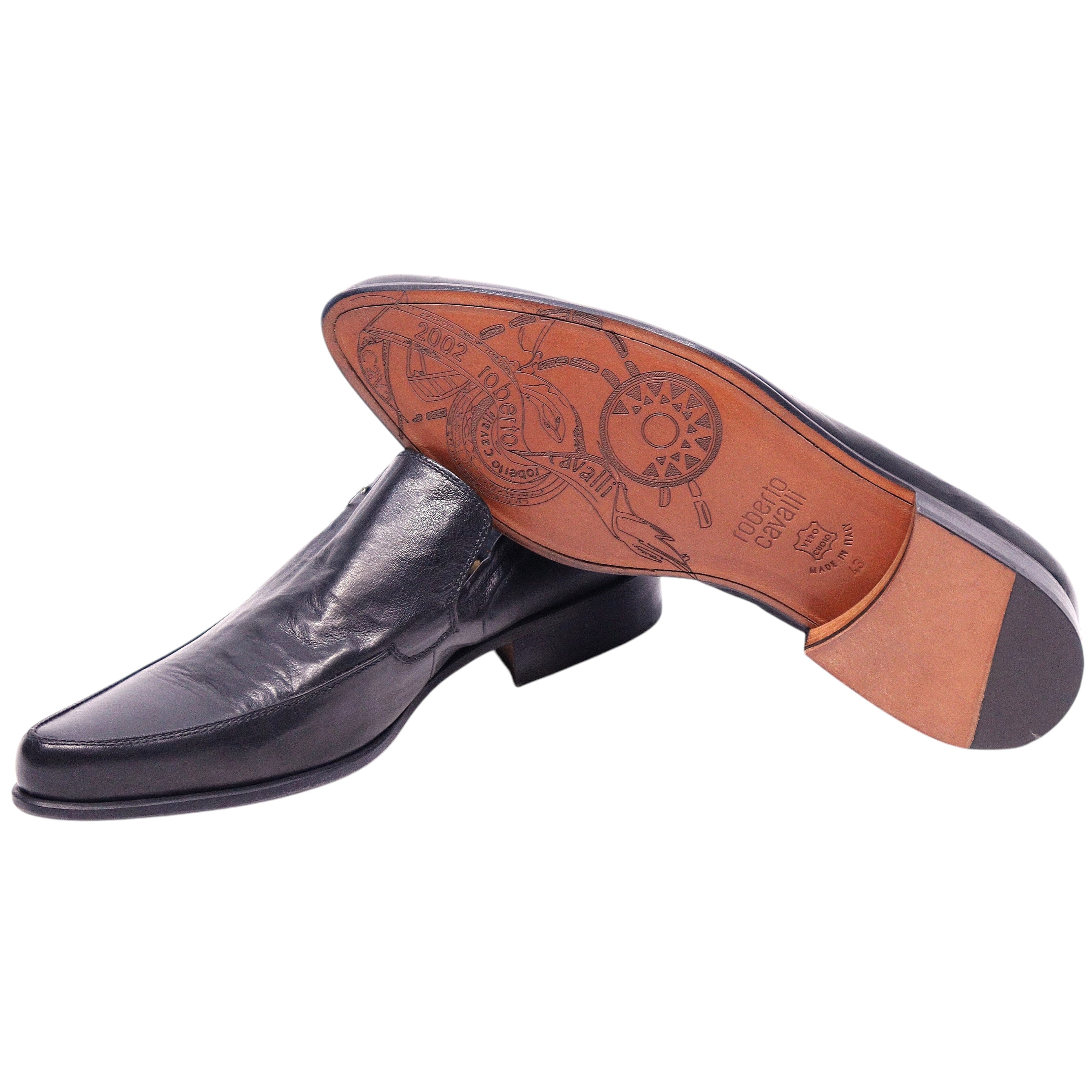 Roberto Cavalli black leather loafers