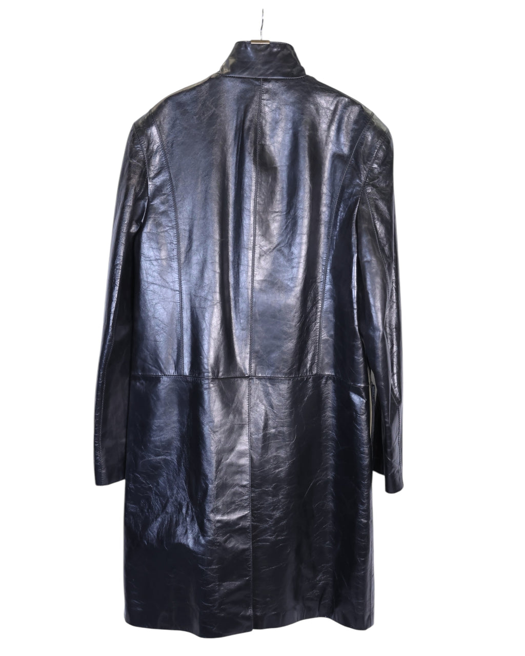 Roberto Cavalli long black leather jacket