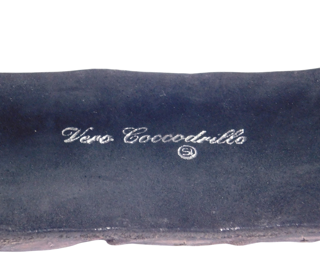 Artisanal real crocodile leather belt