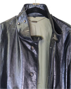 Roberto Cavalli long black leather jacket