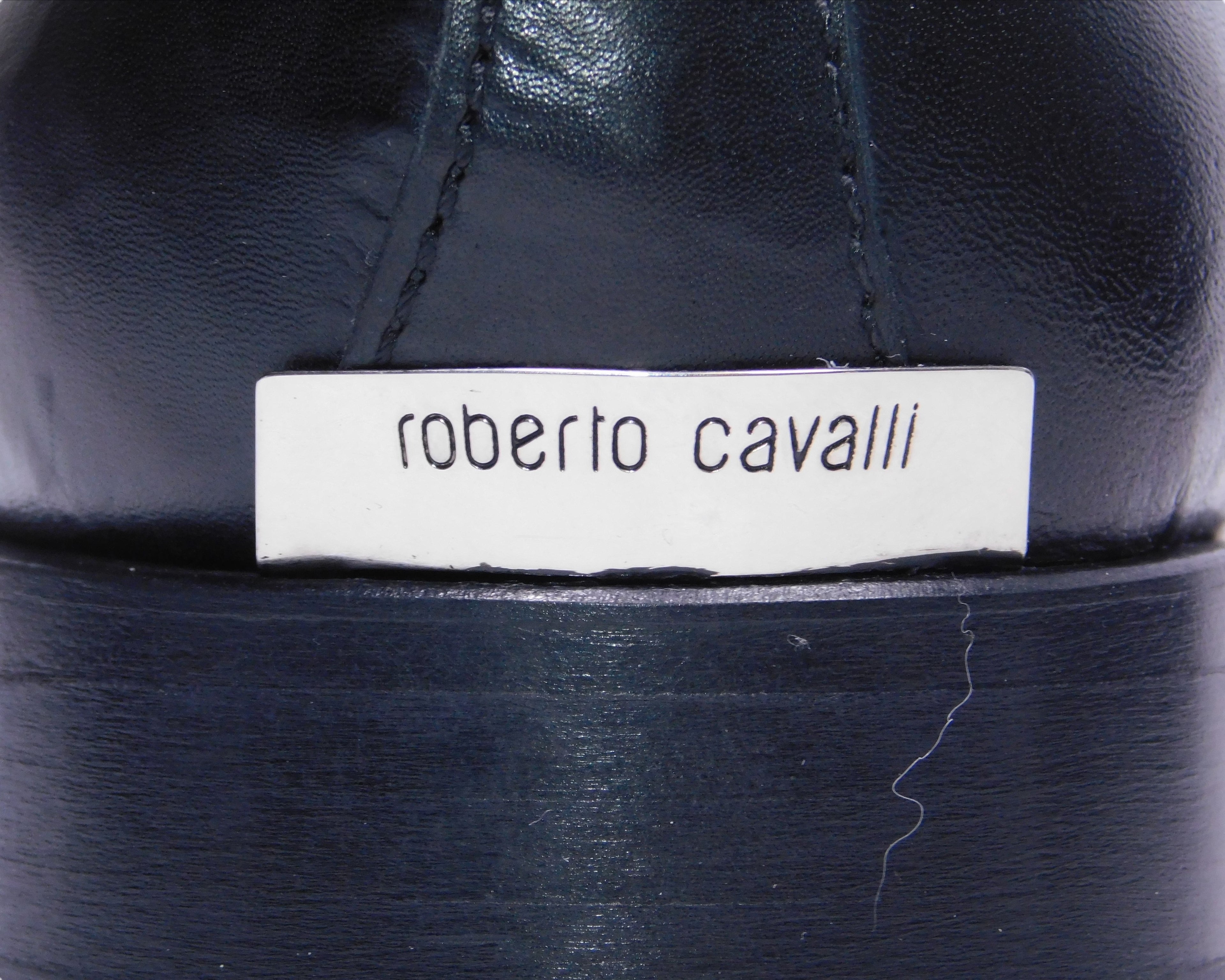 Roberto Cavalli black leather loafers