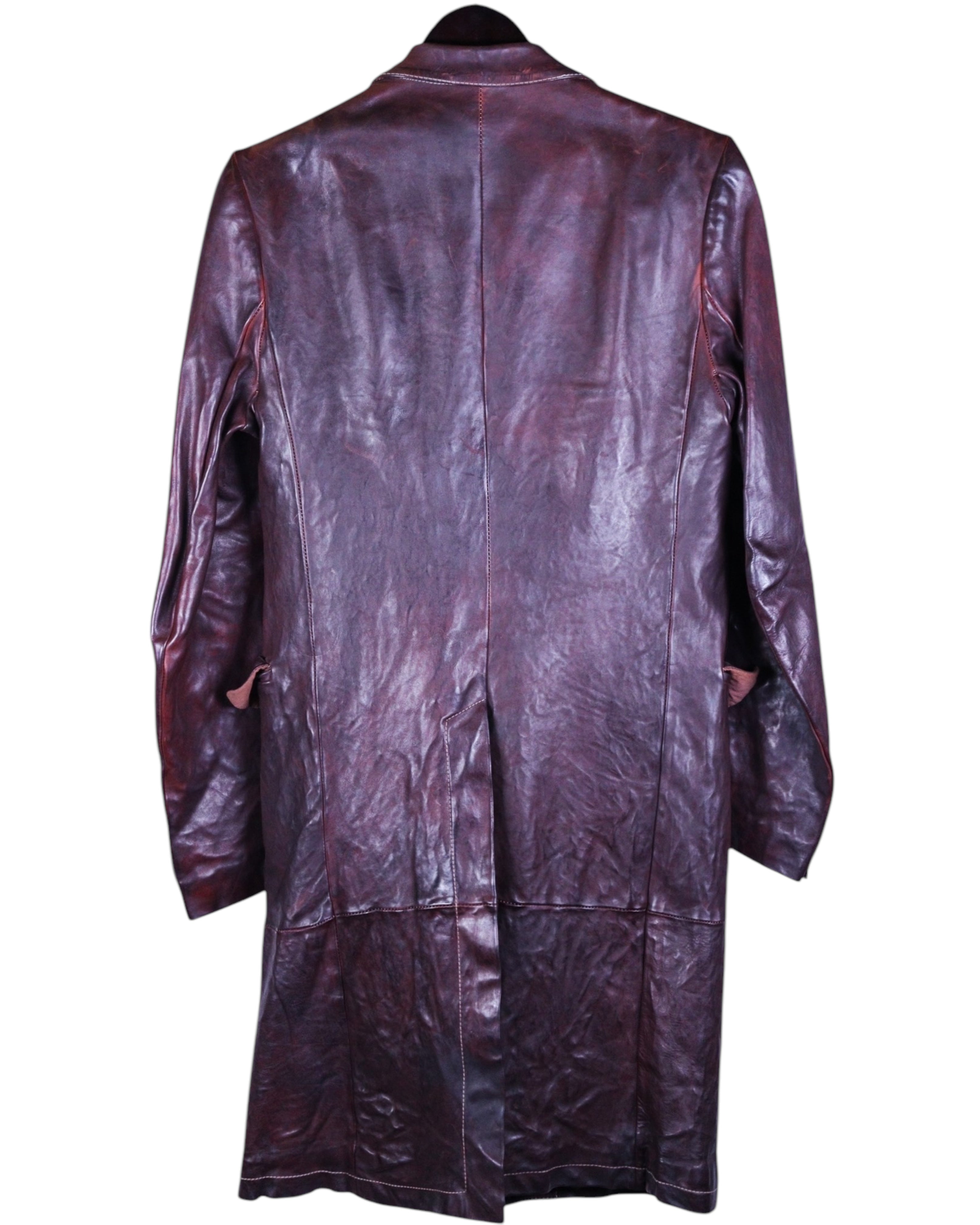 Carol Christan Poel long leather burgundy coat Fall 04/05