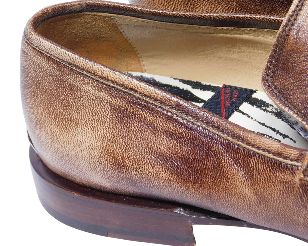 Roberto Cavalli brown leather loafers with metal snake ornament