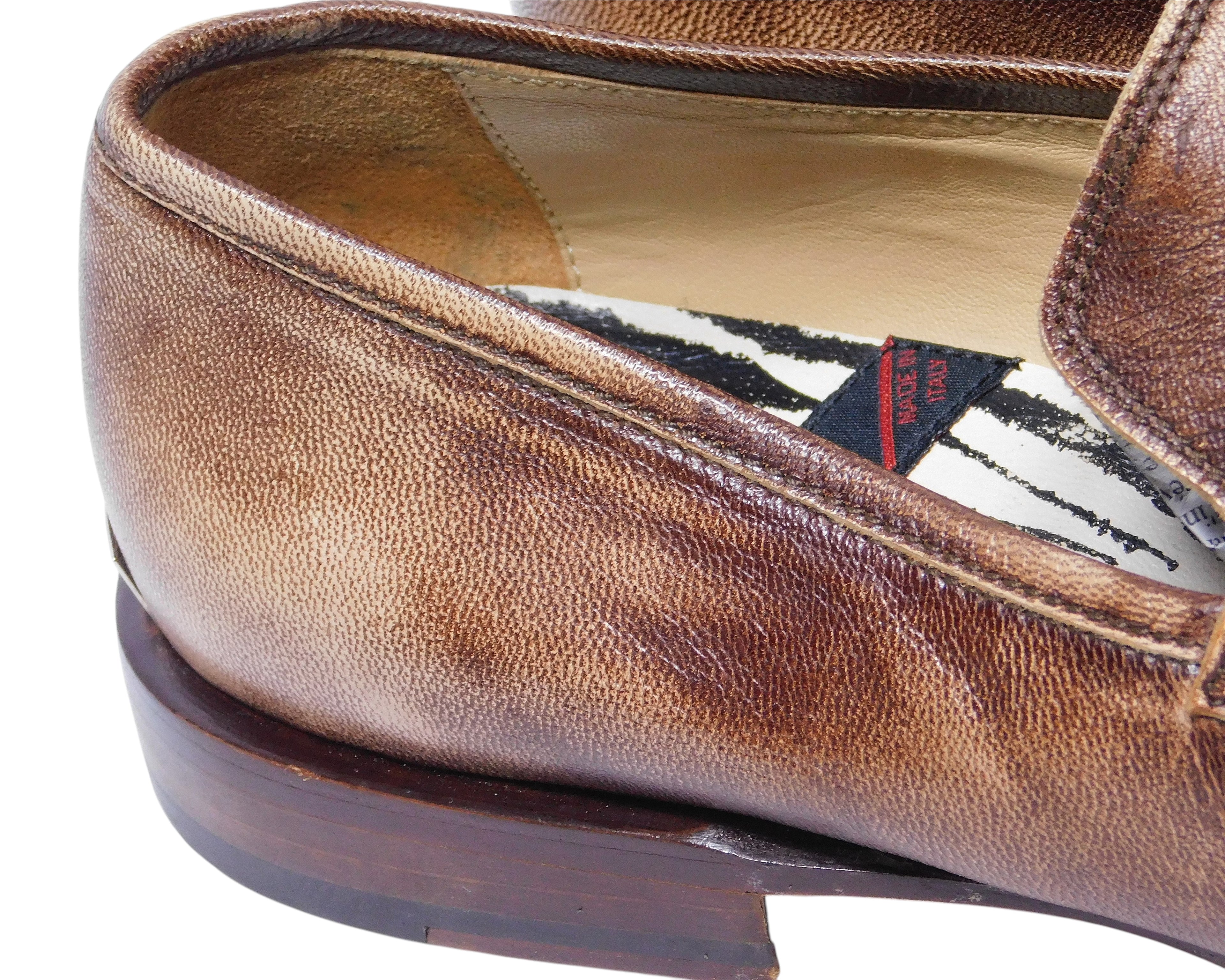 Roberto Cavalli brown leather loafers with metal snake ornament