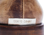Roberto Cavalli brown leather loafers with metal snake ornament