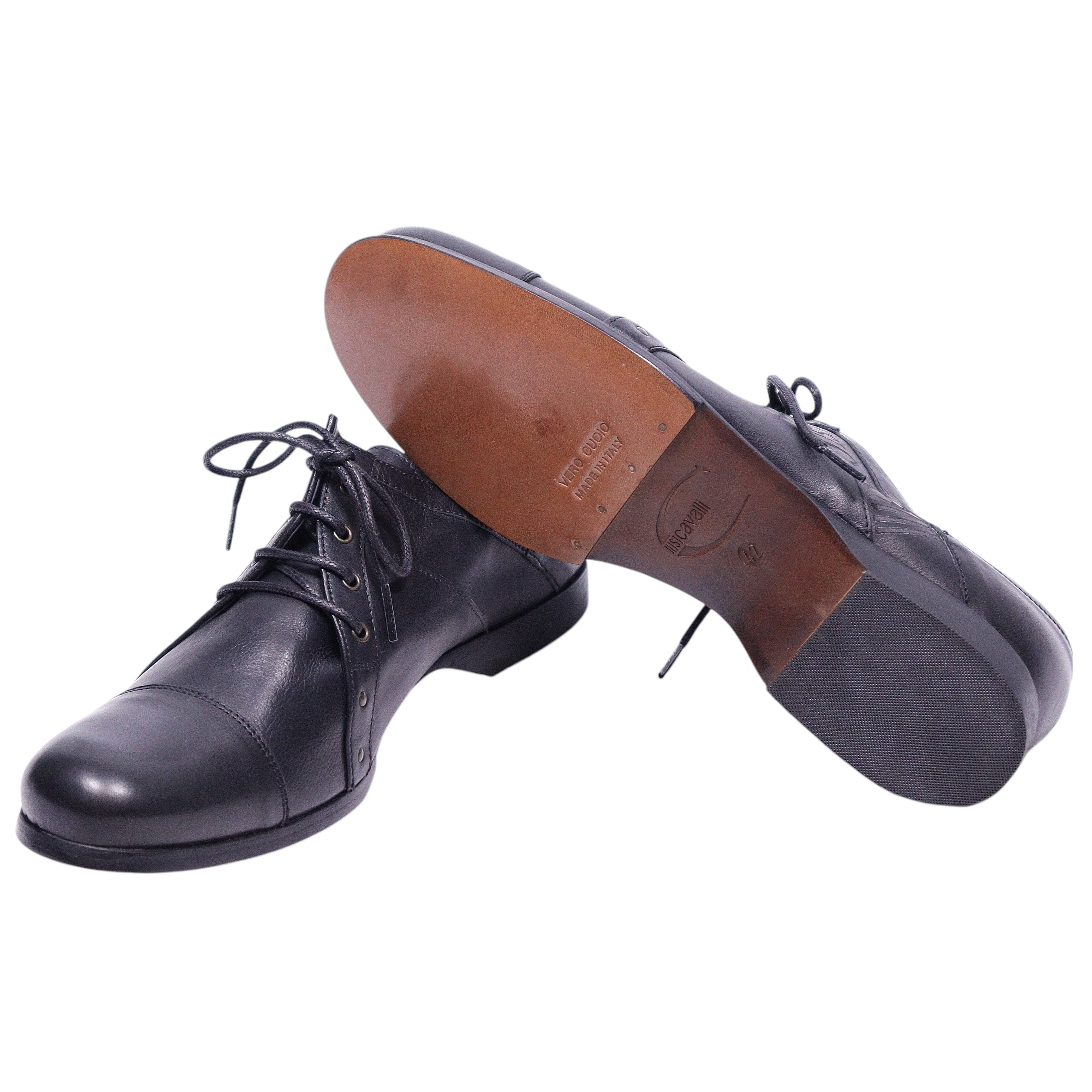 Just Cavalli black leather oxford shoes