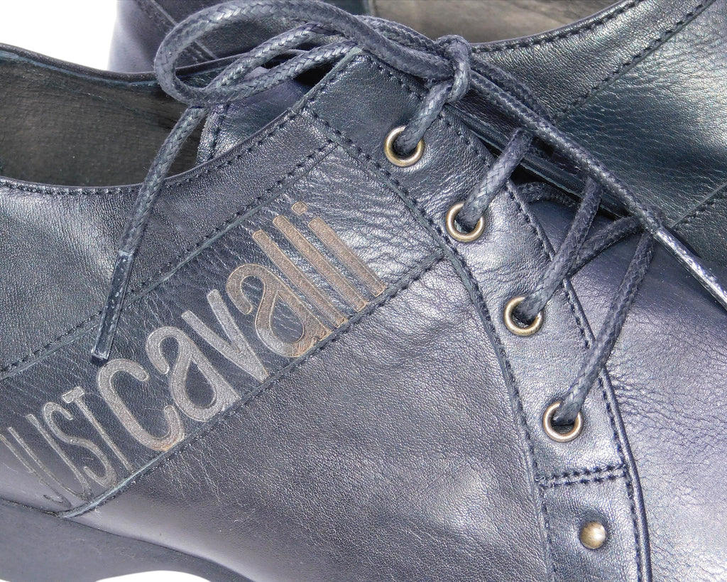 Just Cavalli black leather oxford shoes