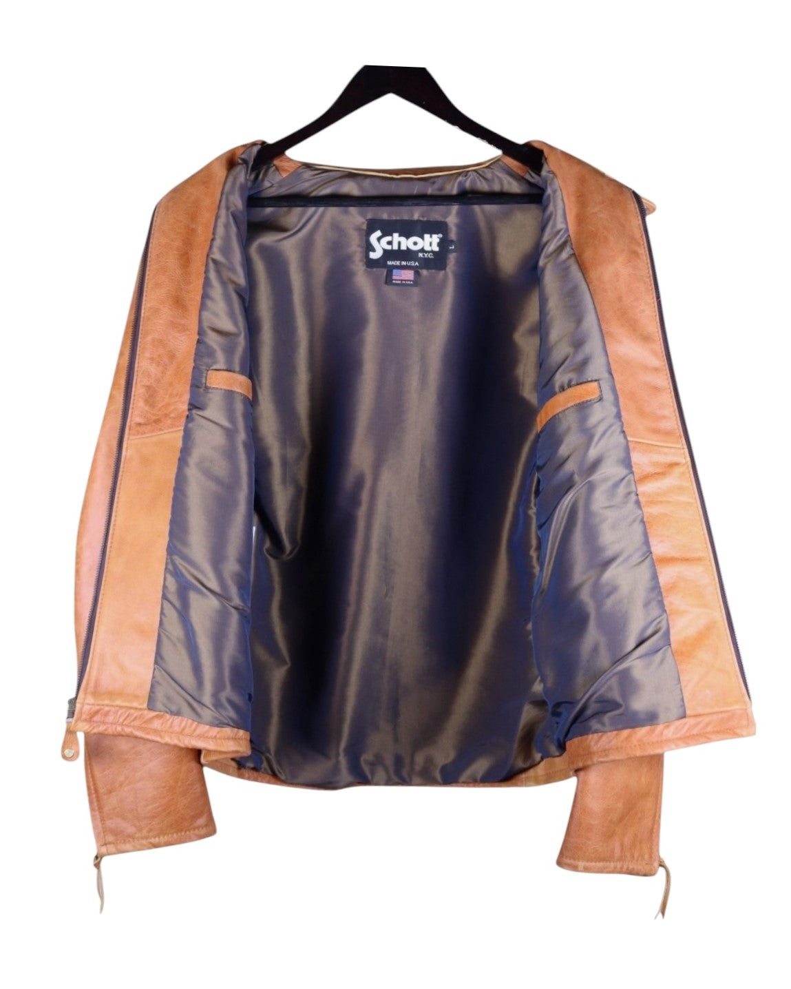 Schott tan-beige leather jacket