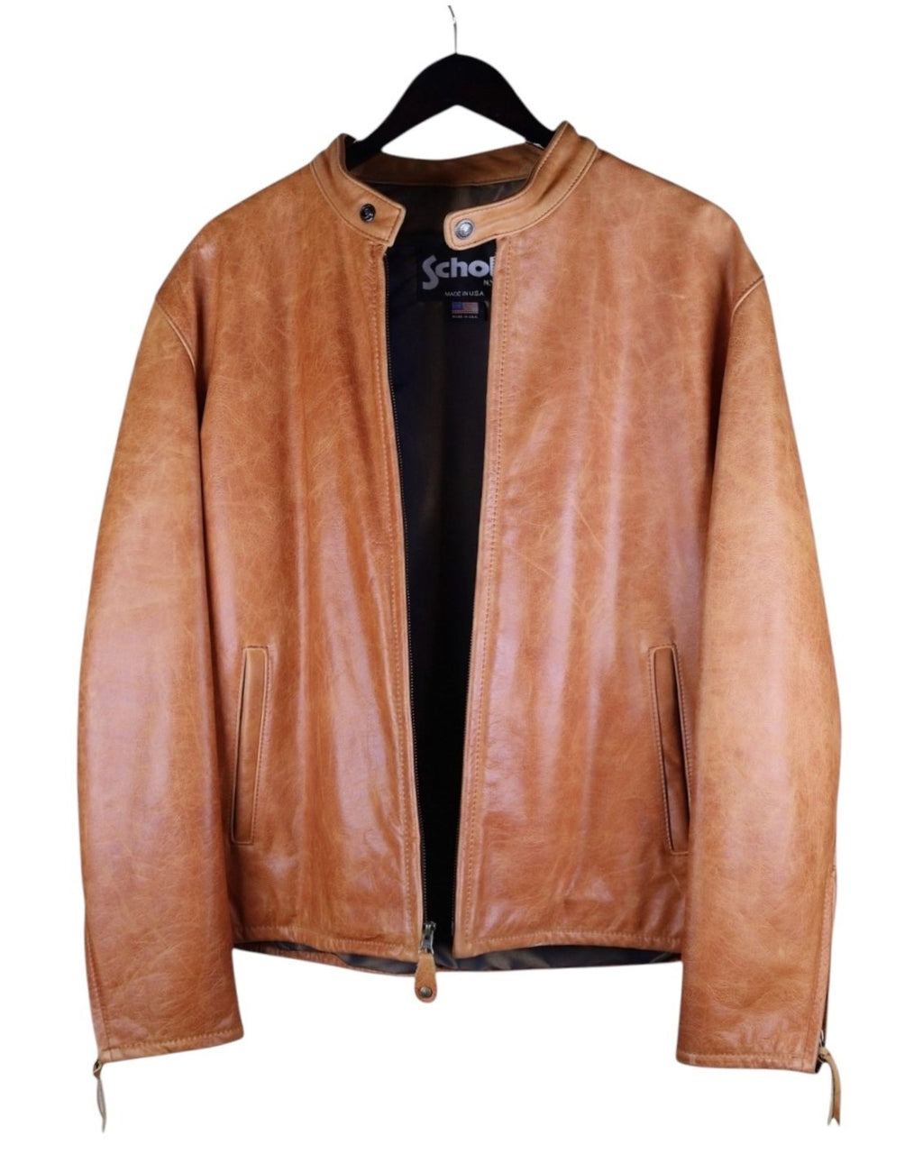 Schott tan-beige leather jacket