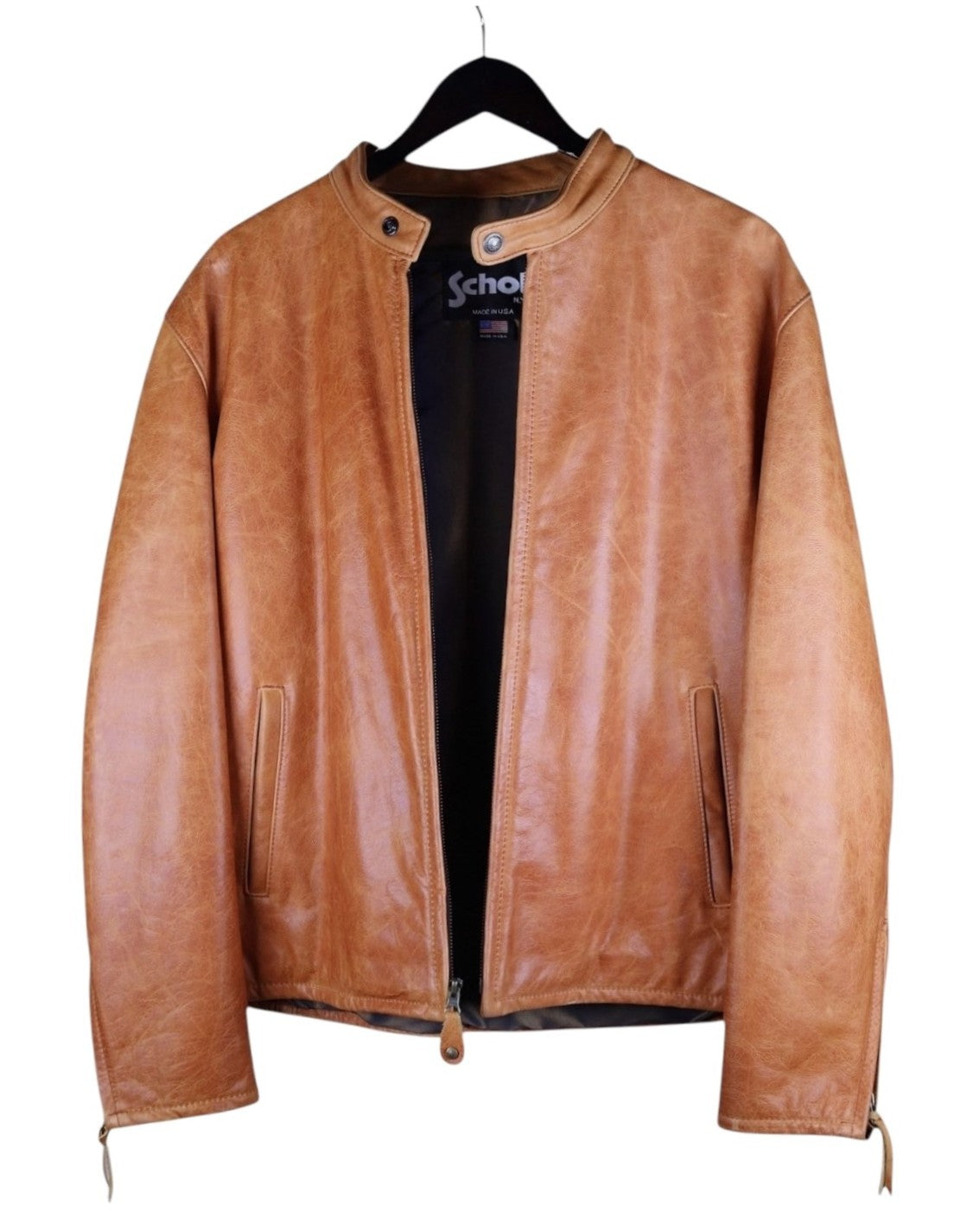 Schott tan-beige leather jacket