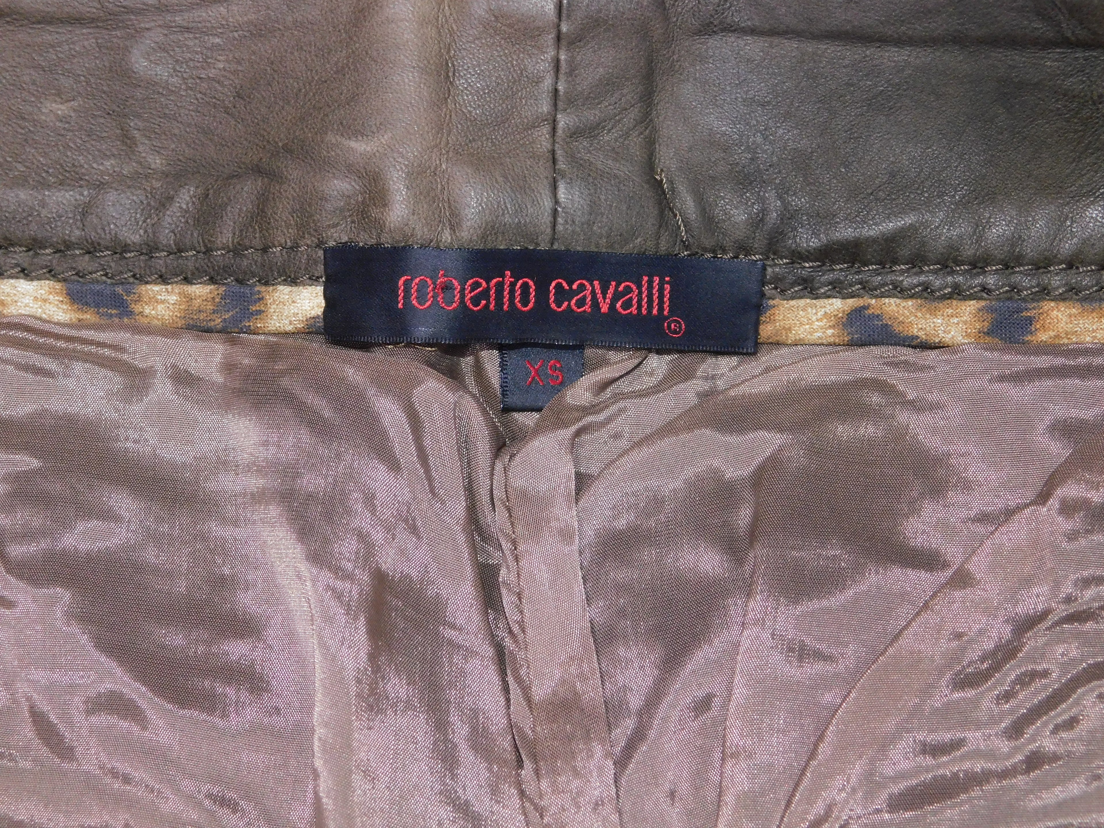 Roberto Cavalli brown leather pants