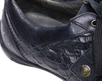 Just Cavalli black leather sneakers with snake-embossed leather and studded details