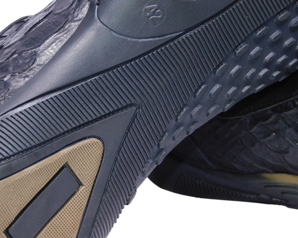 Just Cavalli black leather sneakers with snake-embossed leather and studded details
