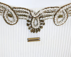 Roberto Cavalli White Top with Metallic Embroidered Neckline