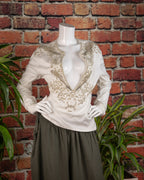 Roberto Cavalli Embroidered Deep V-Neck Top