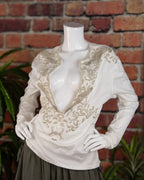 Roberto Cavalli Embroidered Deep V-Neck Top