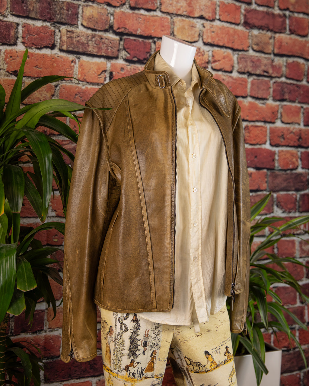 Roberto Cavalli leather jacket with silk lining Safari collection