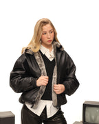Reversible Rex Rabbit Chinchilla Leather Jacket