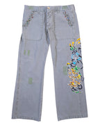 Ra-re pants with patchwork details, embroidery and studs
