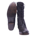 Christian peau dark brown leather boots