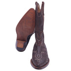 Roberto Cavalli brown leather santiag boots with python and embroidered design