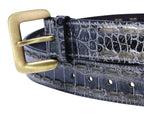 Kenji Ito Comme ca collection black leather crocodile texture belt