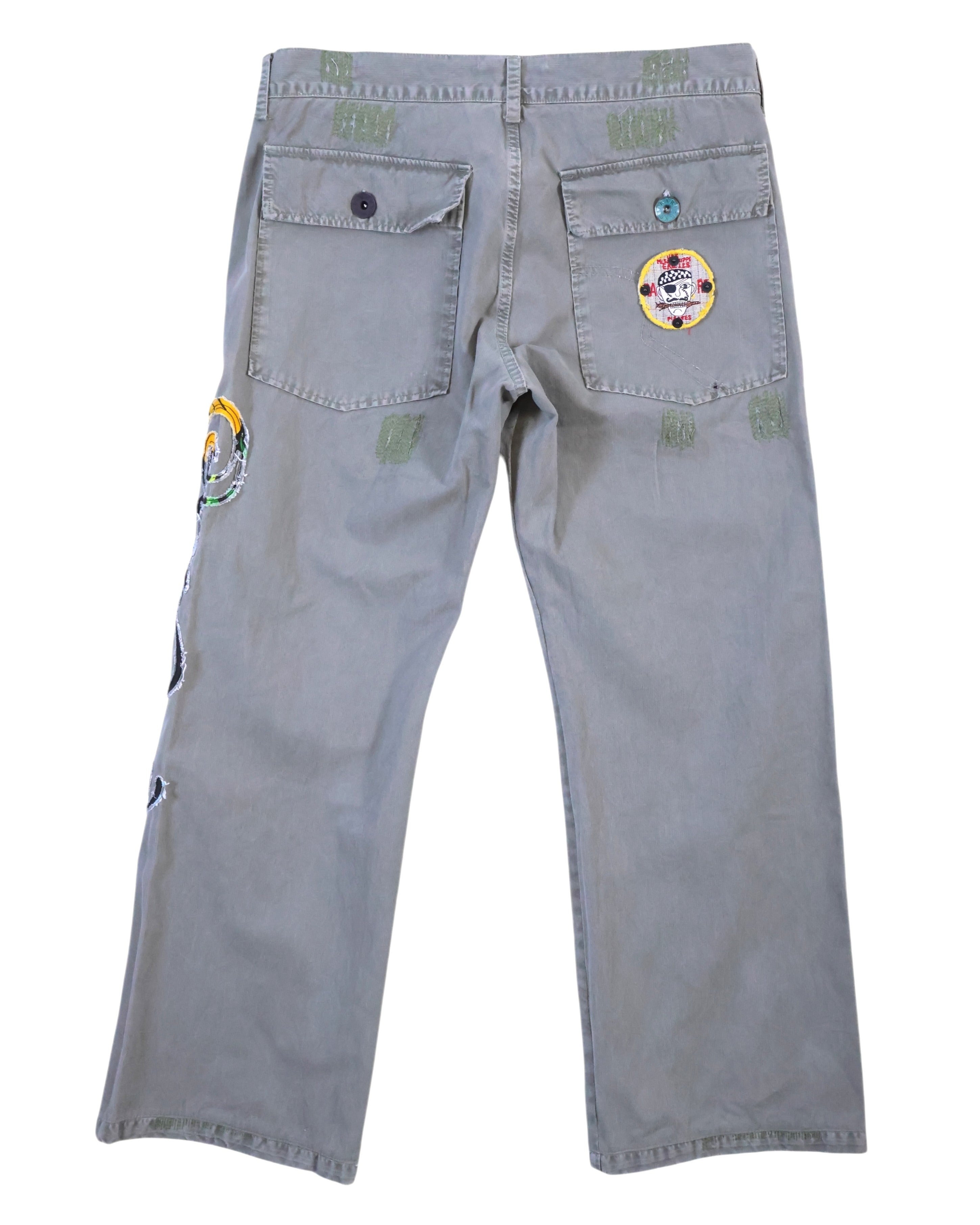 Ra-re pants with patchwork details, embroidery and studs