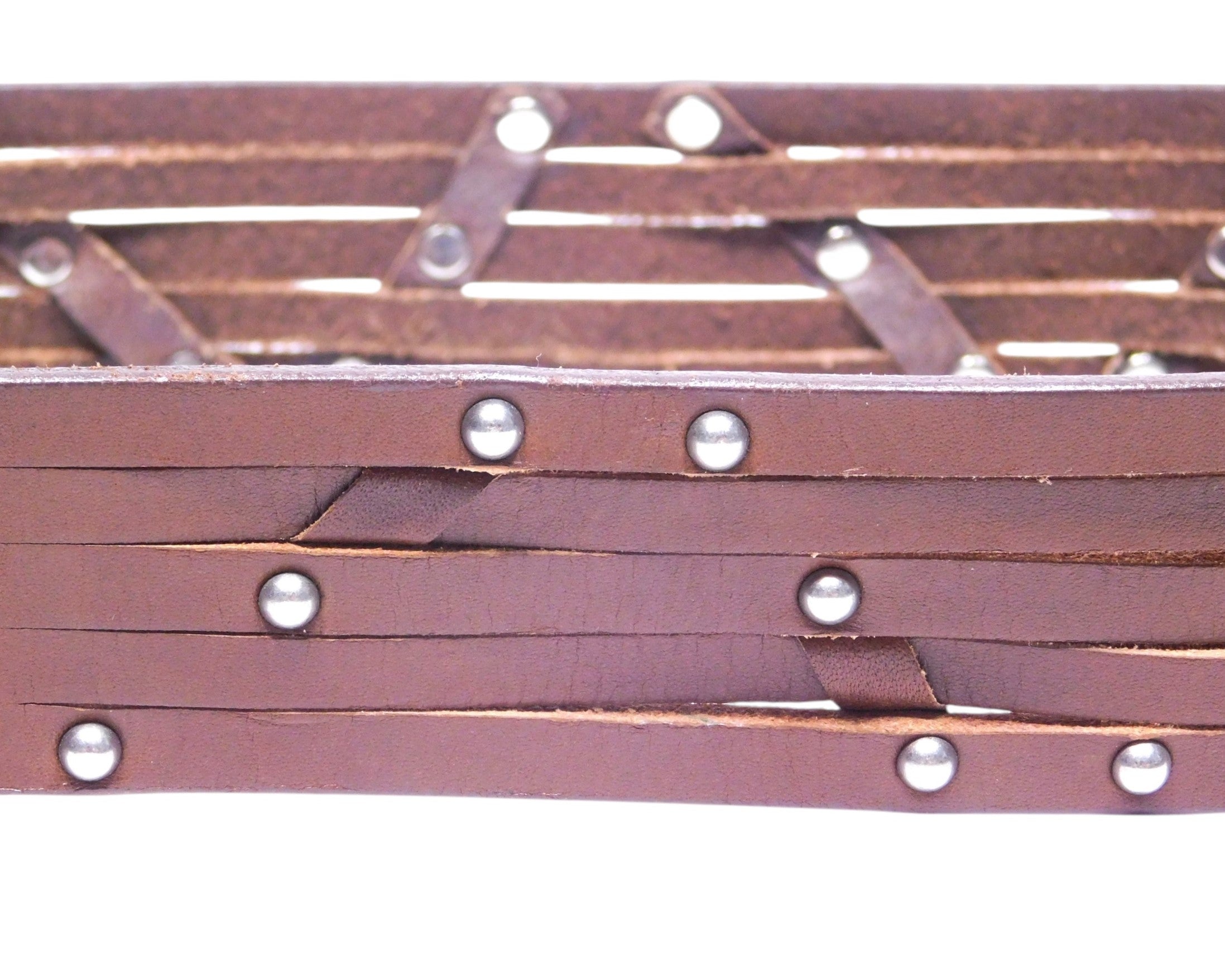 Yohji Yamamoto brown leather belt with studded rivet