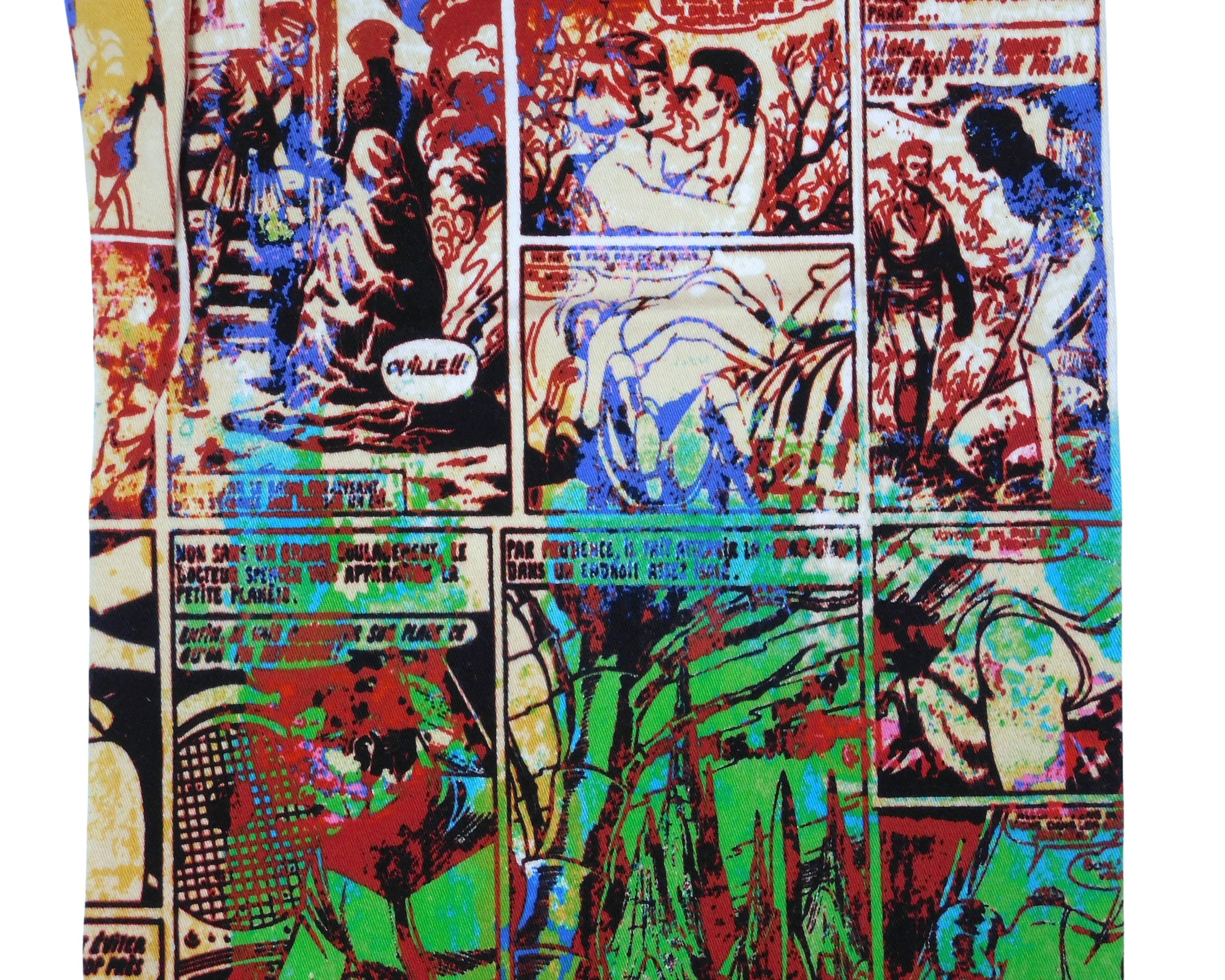 Jean Paul Gautier 90s Graphic cartoon comics print safe sex forever pants