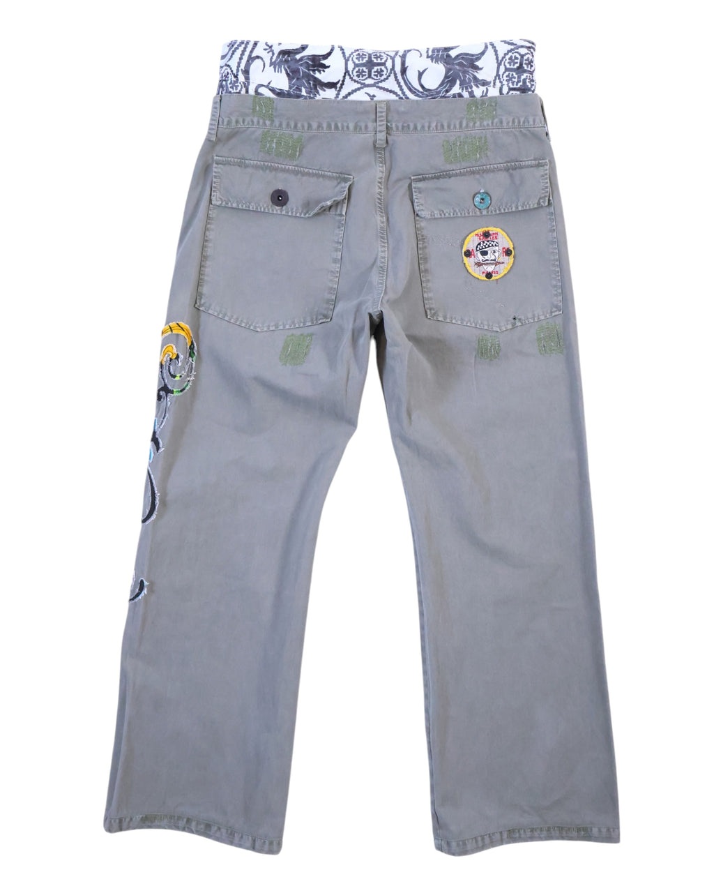 Ra-re pants with patchwork details, embroidery and studs